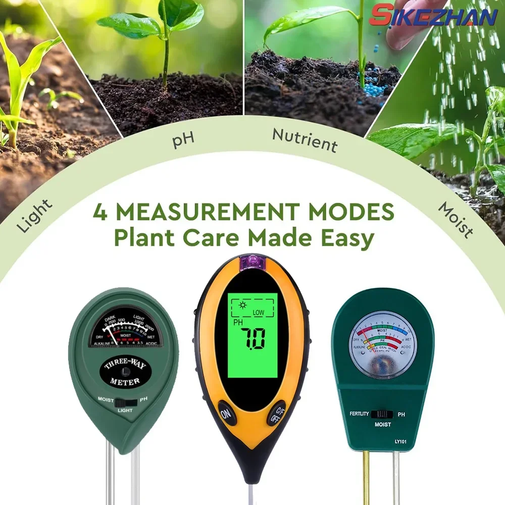 Soil Ph Meter 3 In 1 Moisture Sunlight - Testeur de PH du sol 3/4/en