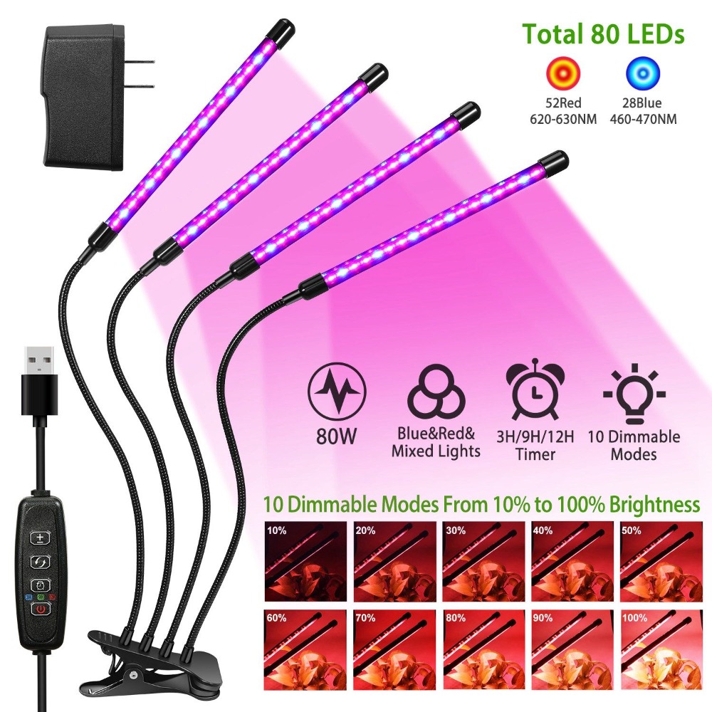 Plant Grow Light Full Spectrum Clip On - Lampes de culture pour plantes d'intérieur,