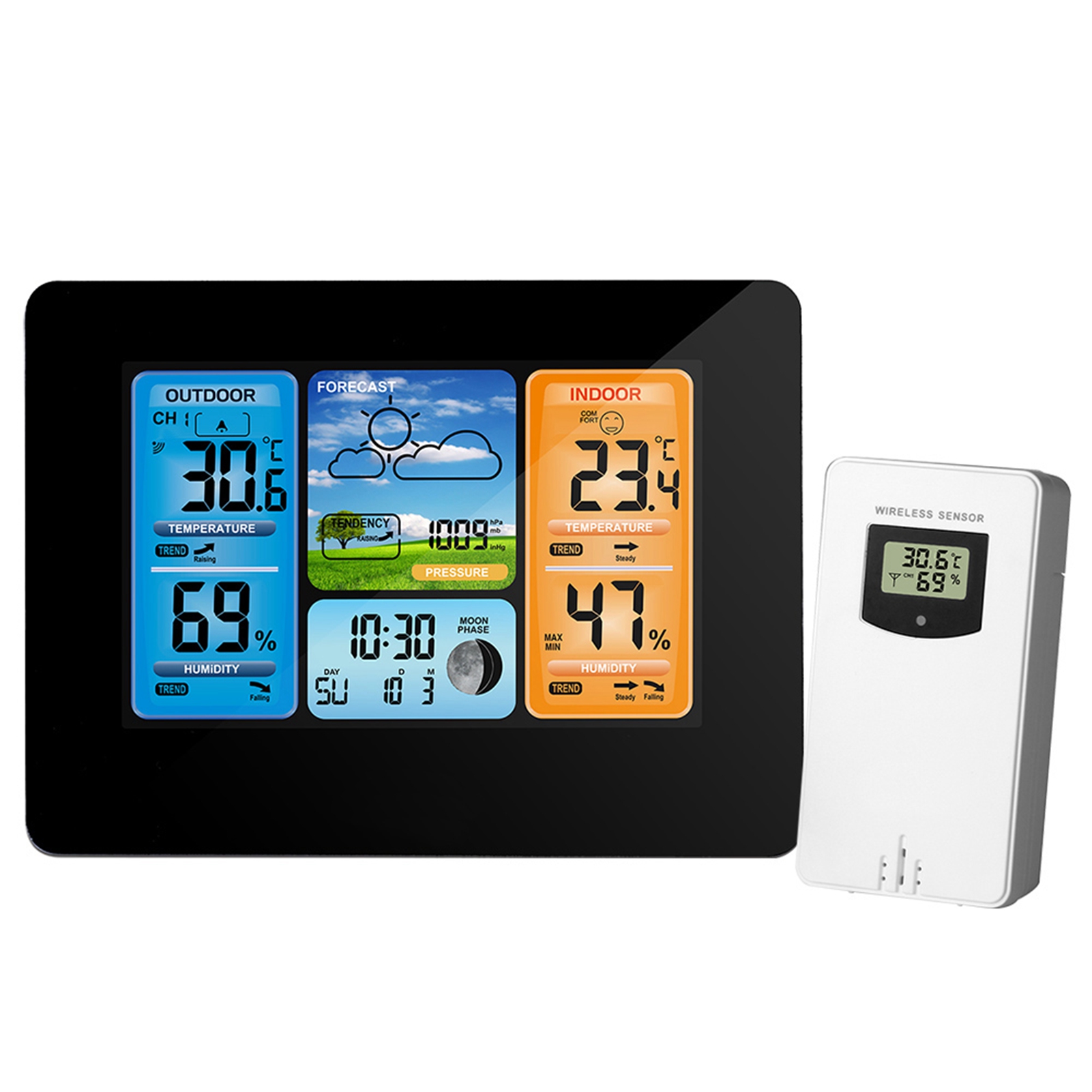 Wireless Weather Station Indoor Outdoor - Thermomètre intérieur/extérieur, station météo sans fil