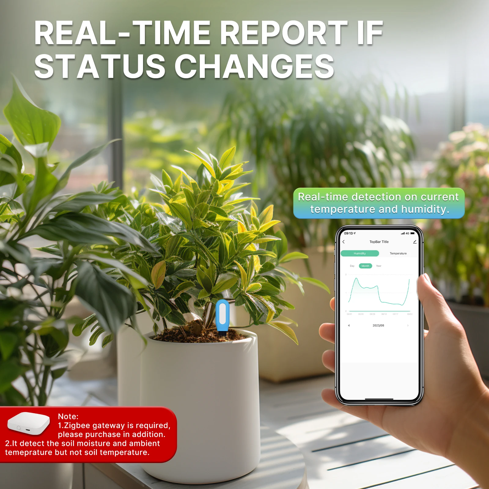 MOES-Compteur de température d - Smart Plant Sensor Soil Moisture Meter avis et prix